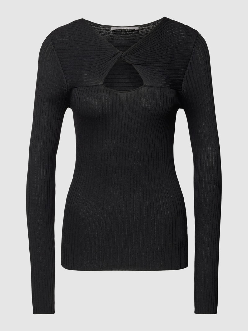 Strickpullover aus Viskose-Mix mit Cut Out in black