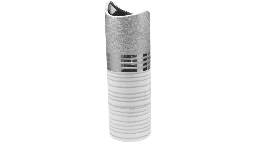GILDE Keramik Halbmondvase Lavena H=44cm silber, weiß