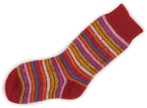Hirsch Natur Kids ~ Vollplüsch-Socke ~ Ringel Mohnmeliert
