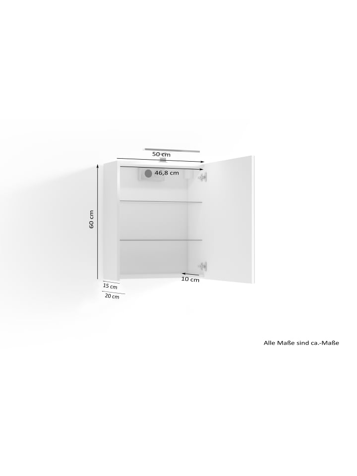 byLiving Spiegelschrank SPREE in weiß - (B) 50 x (H) 60 x (T) 20 cm günstig kaufen onesize