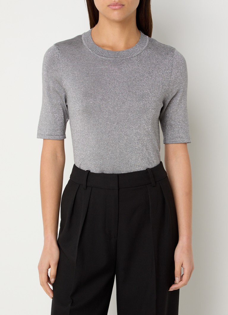 Ausgewähltes Femme Lura Feinstricktop aus Lyocell-Mischgewebe mit Lurex