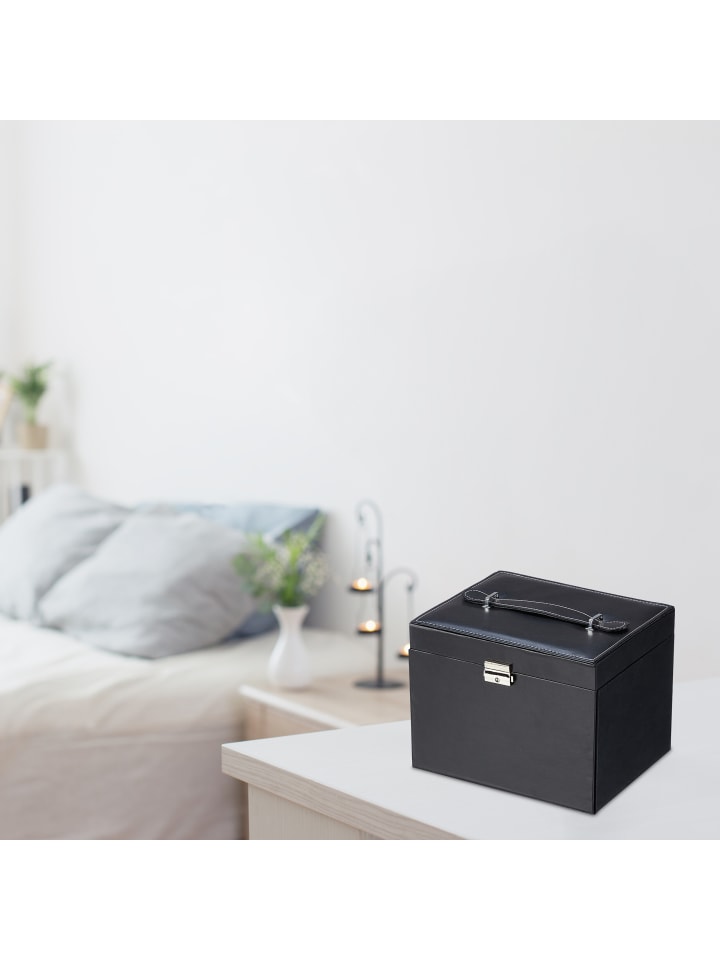 relaxdays Schmuckkasten in Schwarz - (B)24 x (H)18,5 x (T)19 cm günstig kaufen onesize