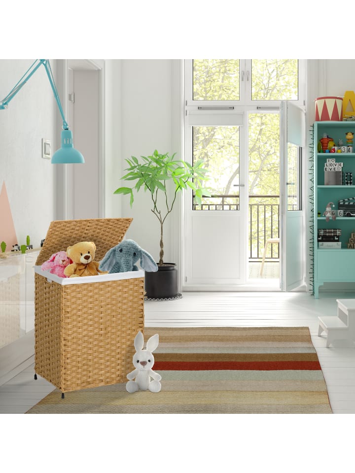 relaxdays Wäschekorb in Grau/ Beige - (B)46 x (H)60 x (T)34 cm günstig kaufen onesize
