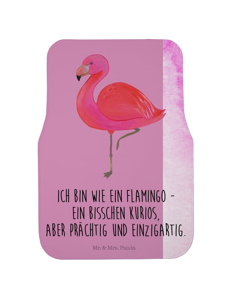 Mr. & Mrs. Panda Fahrer Autofußmatte Flamingo Classic mit Spruch in Aquarell Pink günstig kaufen onesize