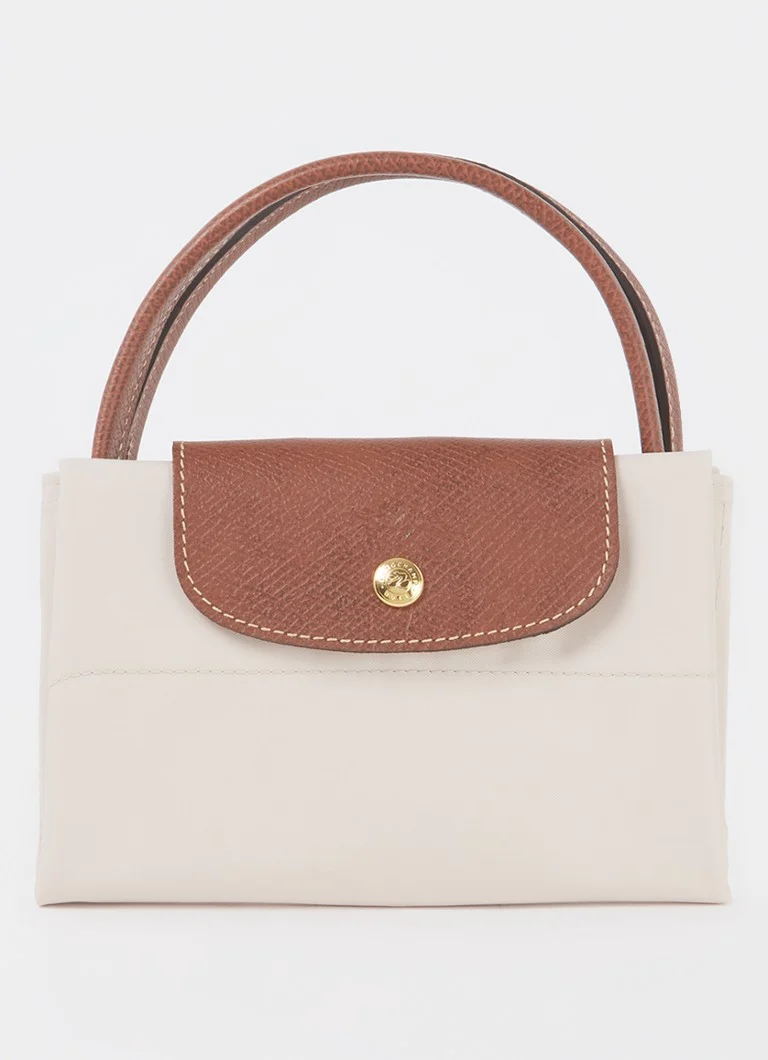 Geantă Longchamp Le Pliage Original, mărimea M, cu detalii din piele.