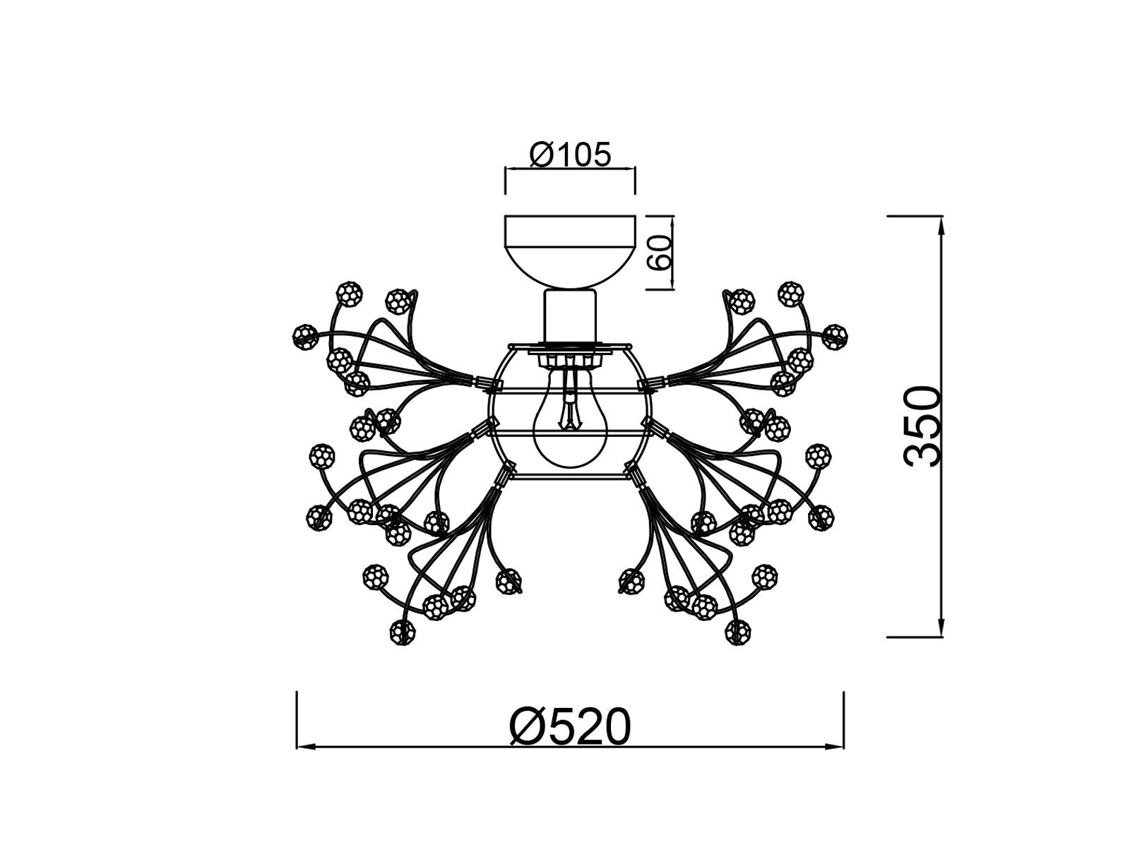 meineWunschleuchte LED Deckenleuchte, Dimmfunktion, LED wechselbar, Warmweiß, ausgefallene Designer Kristall-lampe Treppenhaus & Galerie Gold Ø 52cm