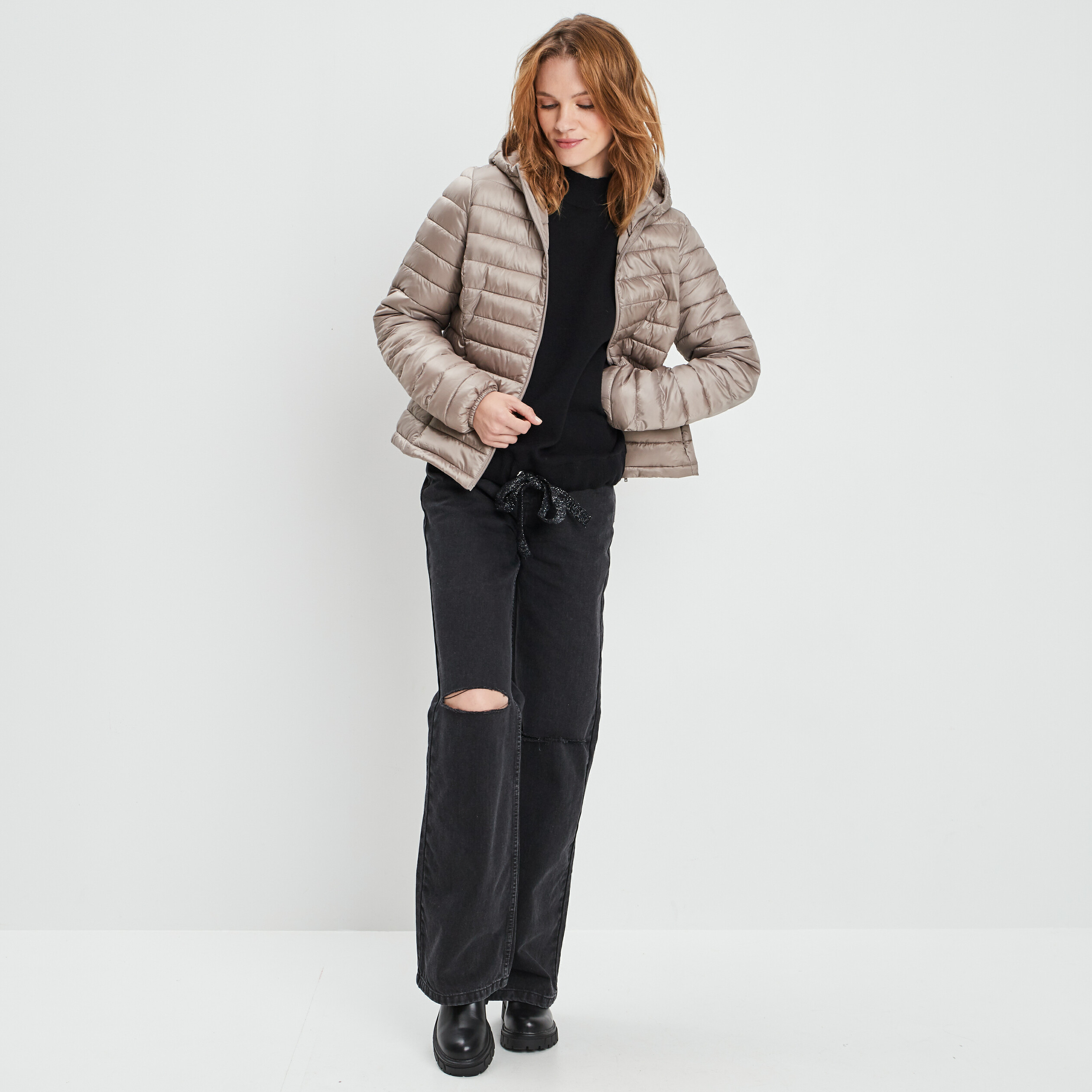 Pull avec col montant noir femme | La Halle
