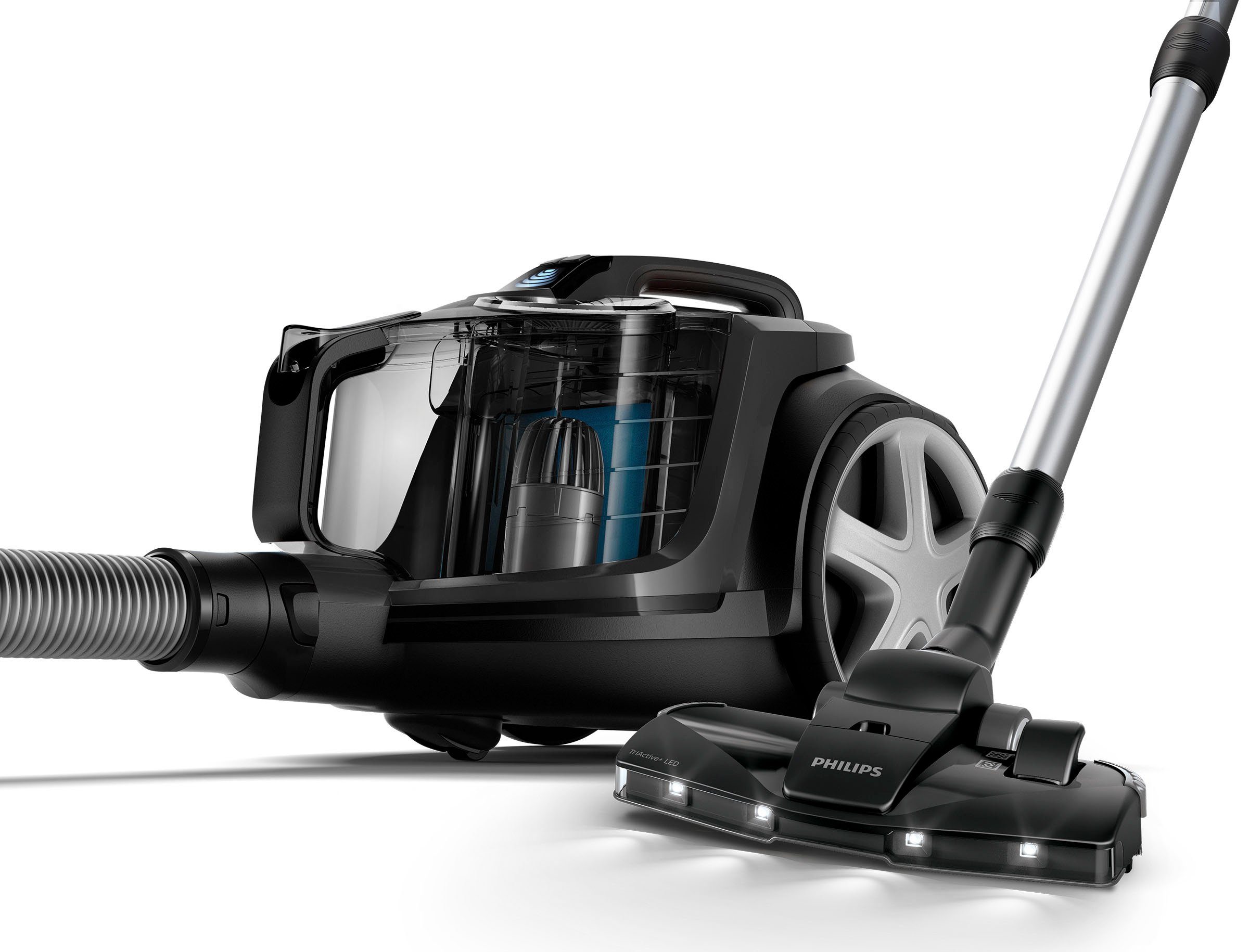 Philips Bodenstaubsauger FC9747/09, 900 W, beutellos, mit 2 l Fassungsvermögen und Tri-Active-LED-Düse