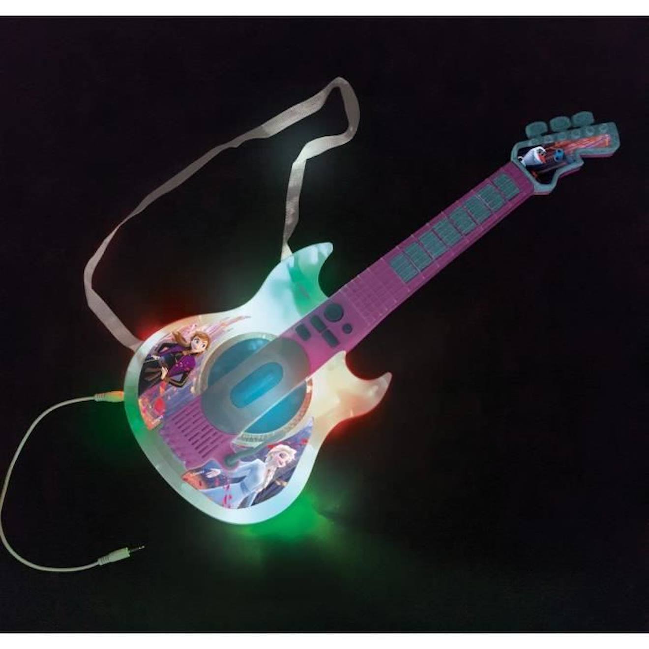 Guitare Électronique Lumineuse avec lunettes équipées d'un micro Reine des Neiges bleu