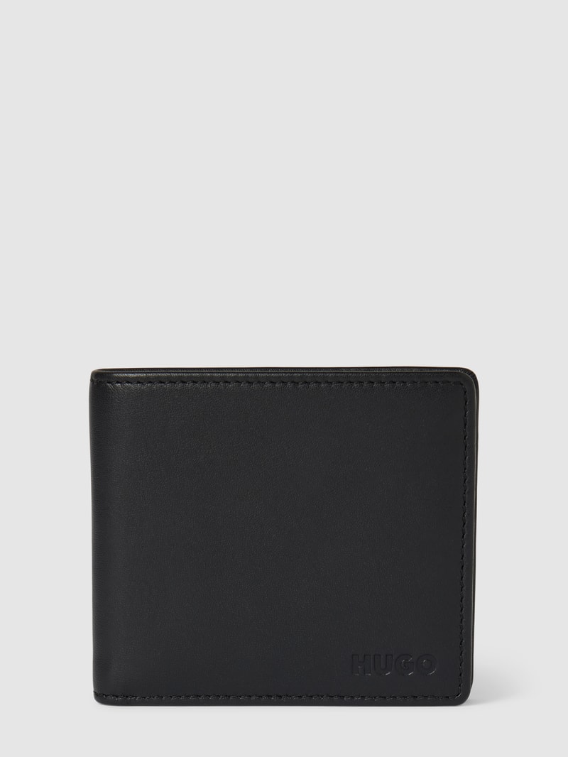 Geschenk-Set mit Portemonnaie und Kartenetui aus Leder in schwarz