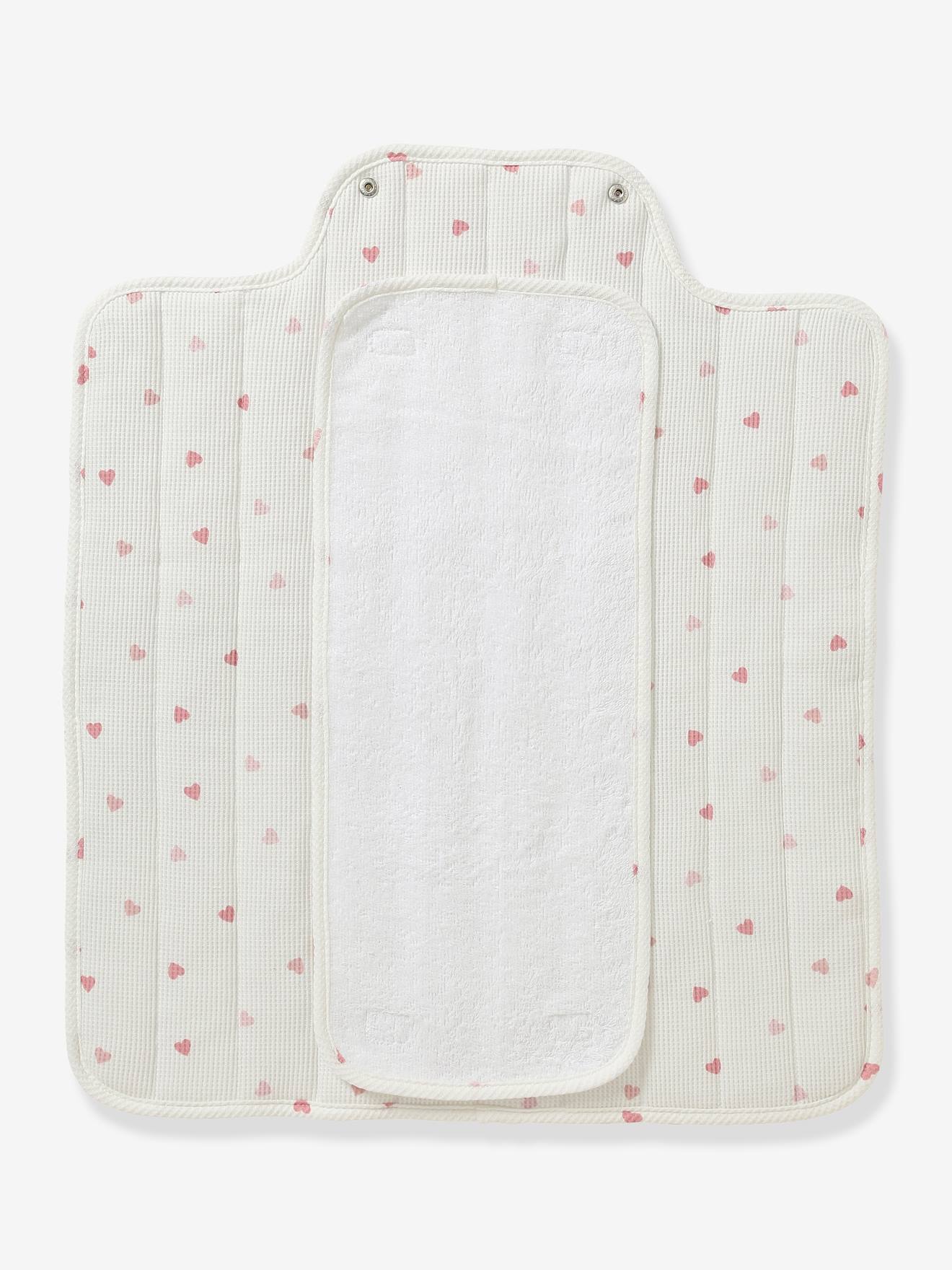 Tapis à langer de voyage en nid d'abeille imprimé coeurs