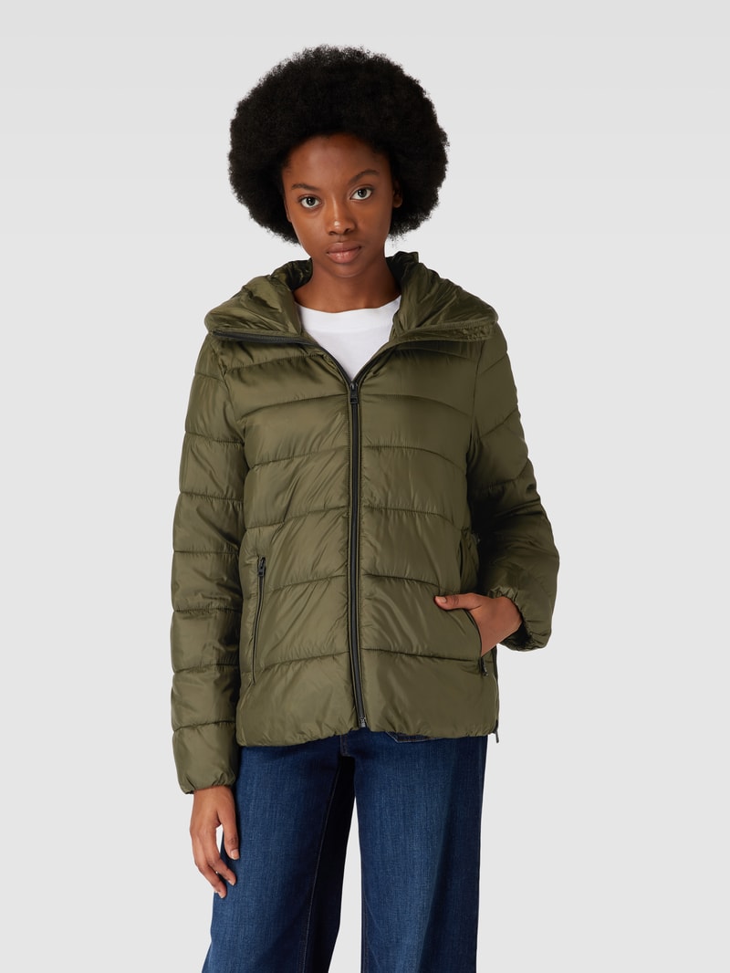 Steppjacke mit seitlichen Eingrifftaschen in dunkelgrün