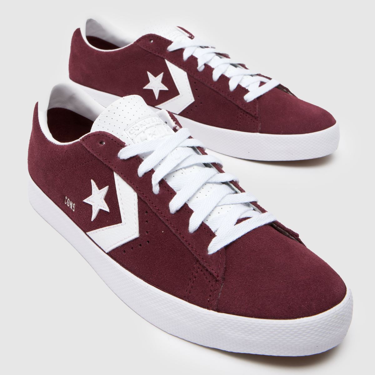 Converse – PL Vulc Pro – Vita och vinröda sneakers