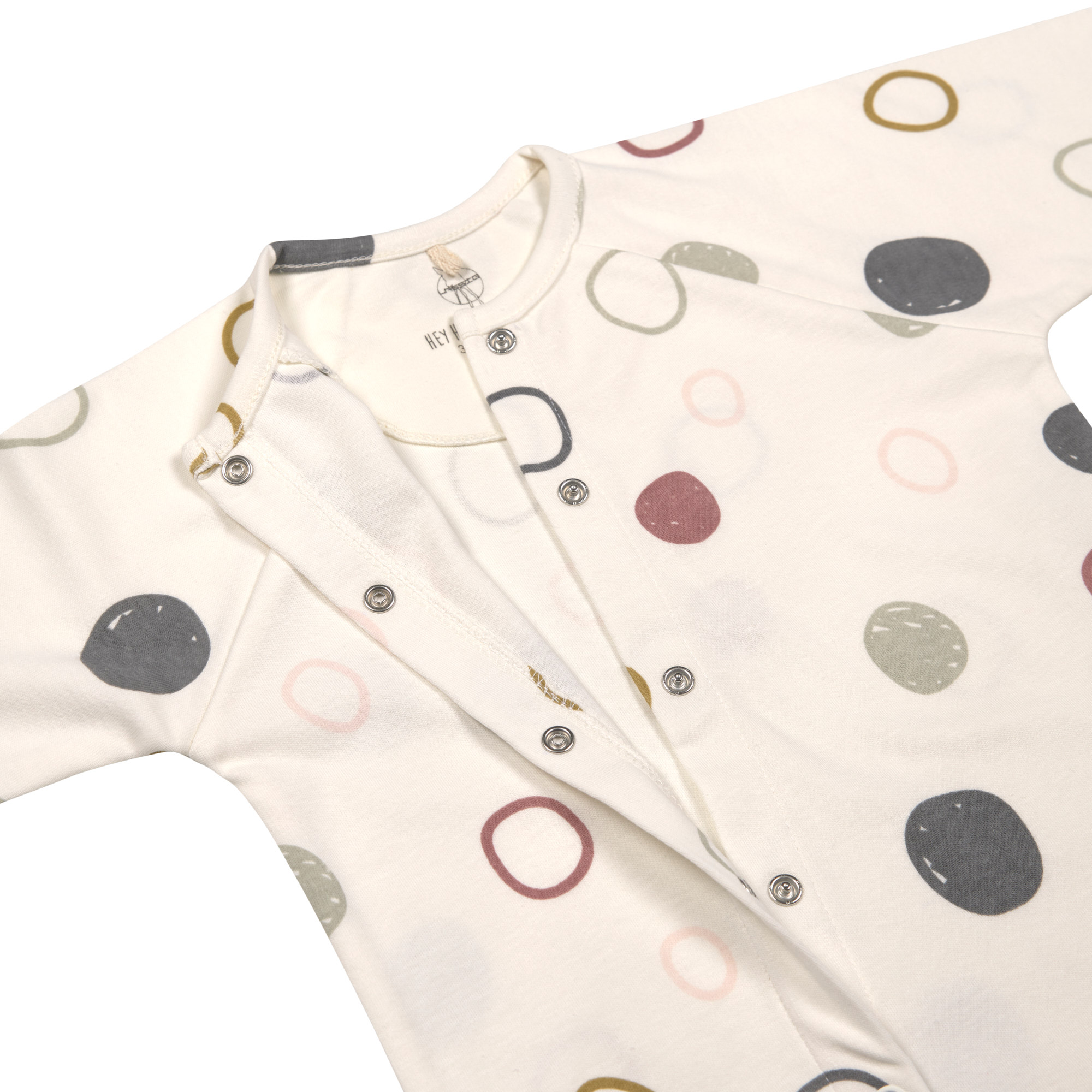 Baby Schlafanzug mit Füßen - Bio Baumwolle, Circles, Weiß