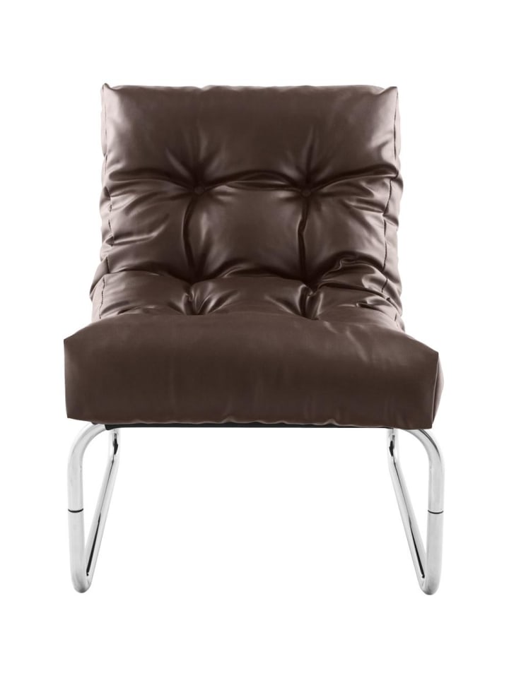 KADIMA DESIGN Vintage Clubsessel, Retro Lounge, Modular, Business, Chromkufen in Braun günstig kaufen onesize