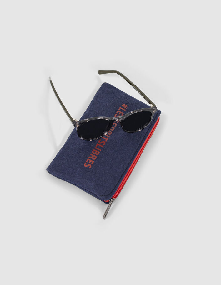 Lunettes solaires écaille noire branches kaki mixte