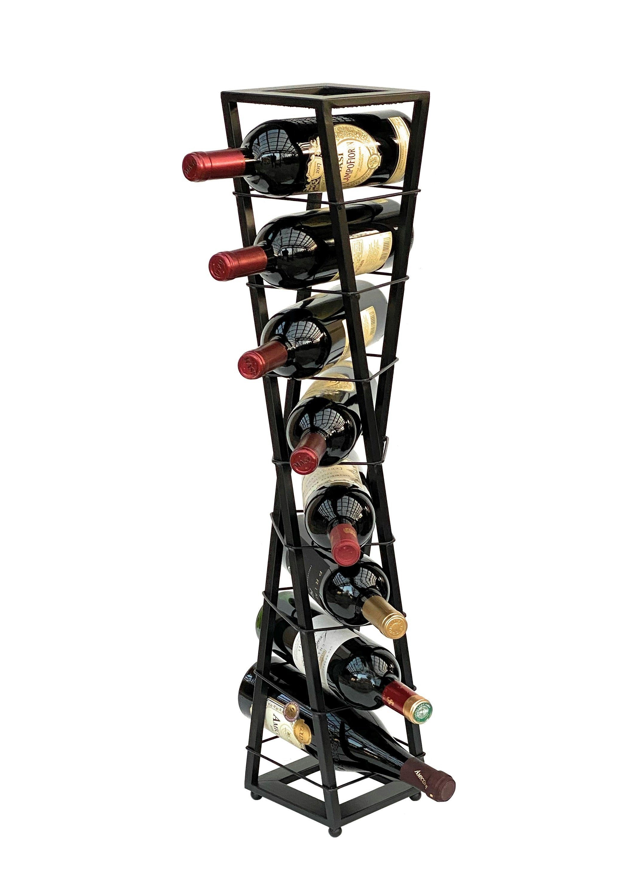 DanDiBo Weinregal Design Weinregal Metall Schwarz Blumensäule Esperanza 80 cm Flaschenregal Stehend Flaschenständer Flaschenhalter Schwarz Blumenständer, auch als Rankhilfe nutzbar