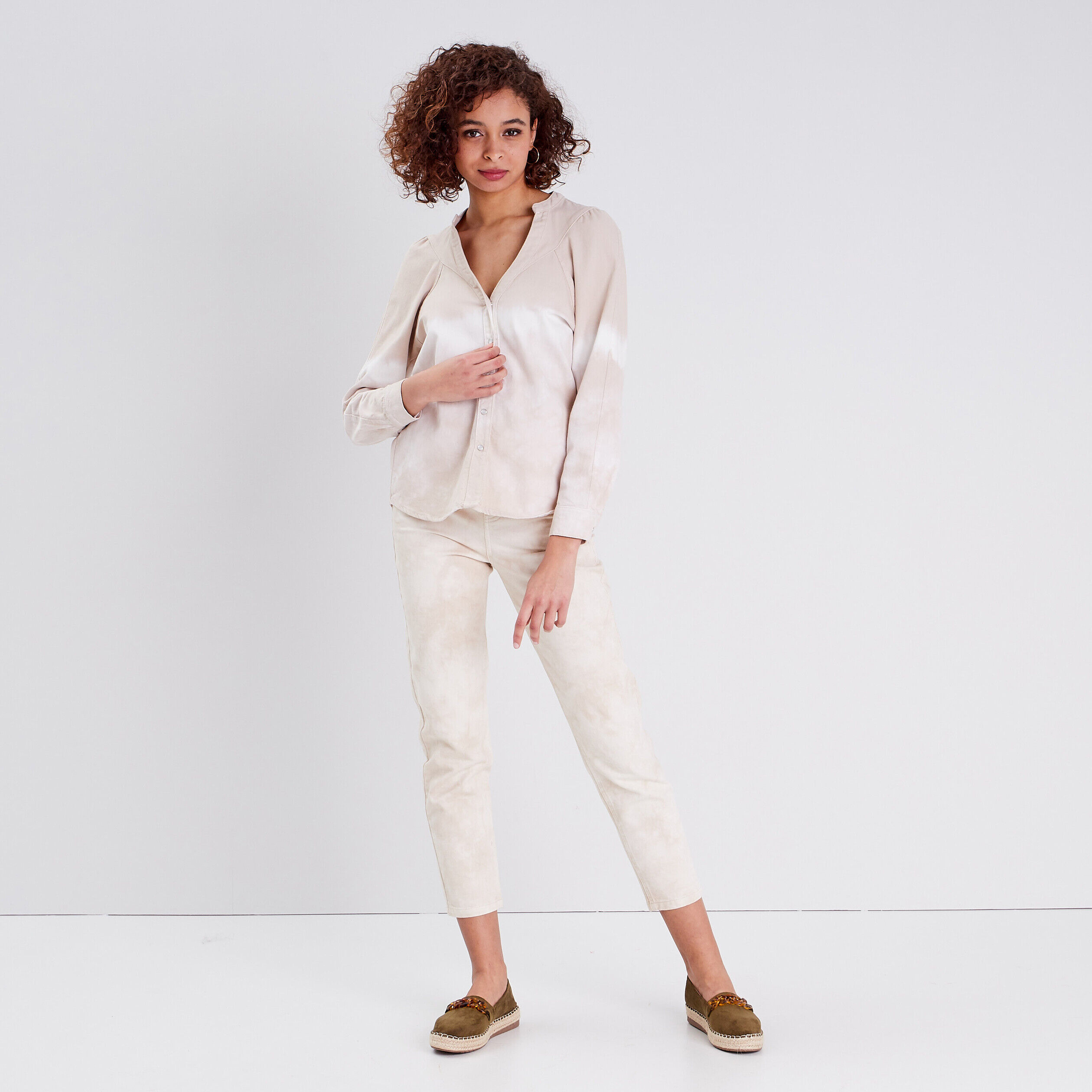 Chemise manches longues beige femme | Cache Cache