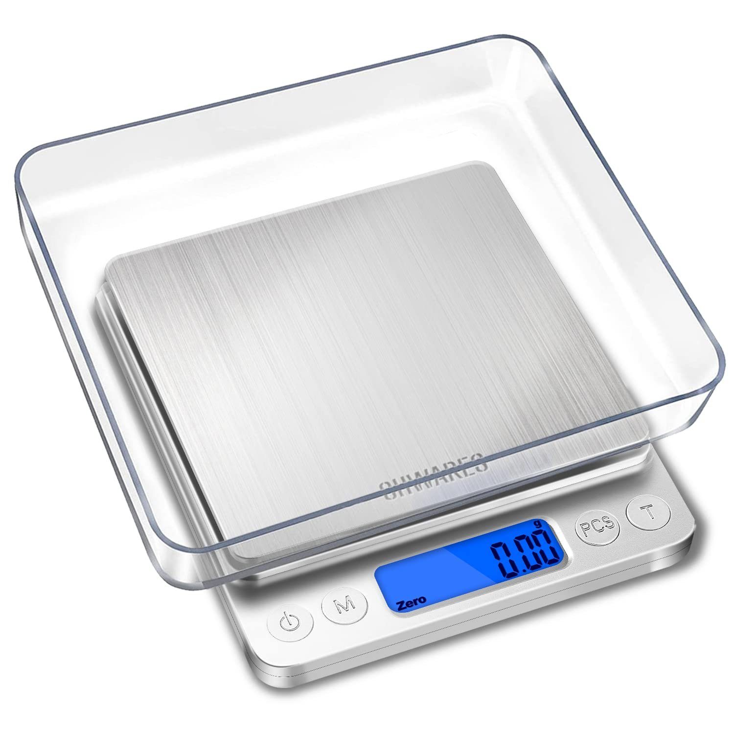 Tisoutec Küchenwaage Digitale Küchenwaage,USB-Aufladung,3 kg/0,1 g Mini-Lebensmittelwaage, (Elektrische Küchenwaage,Wasserdicht,Digital,Wiederaufladbar, LCD-Display,Edelstahl)