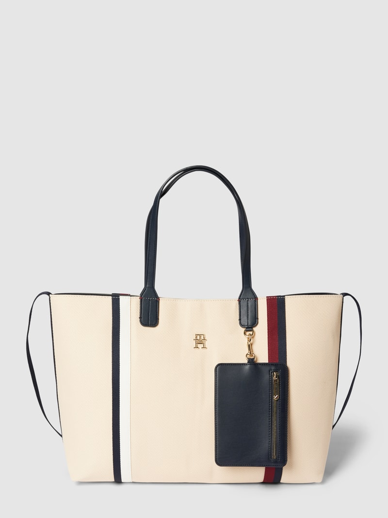 Handtasche mit Kontraststreifen Modell 'ICONIC' in sand