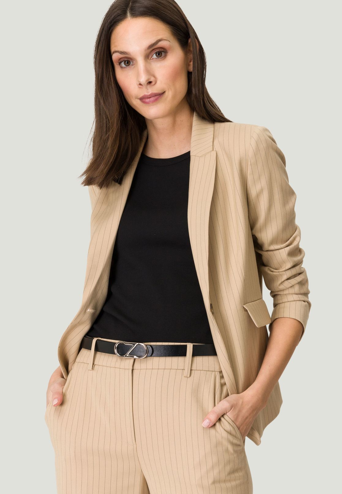 Nadelstreifen Blazer mit Knopf