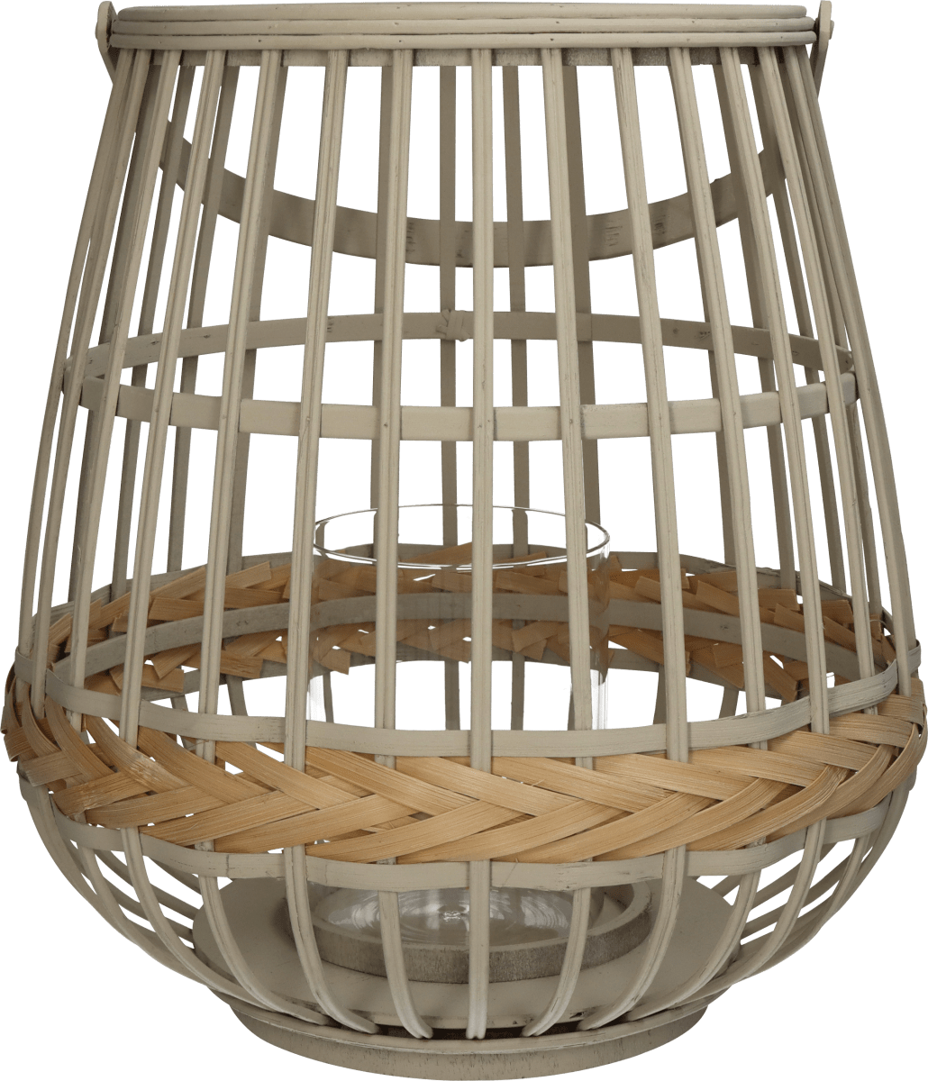 Windlicht aus Bambus, greige (29,5x29,5x32 cm), 1 St