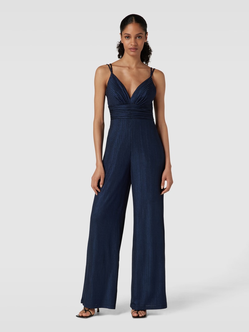 Jumpsuit mit Plisseefalten in dunkelblau