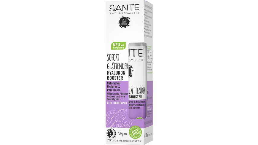 SANTE Sofort Glättender Hyaluron Booster Natürliches Hyaluron & Parakresse 30 ml