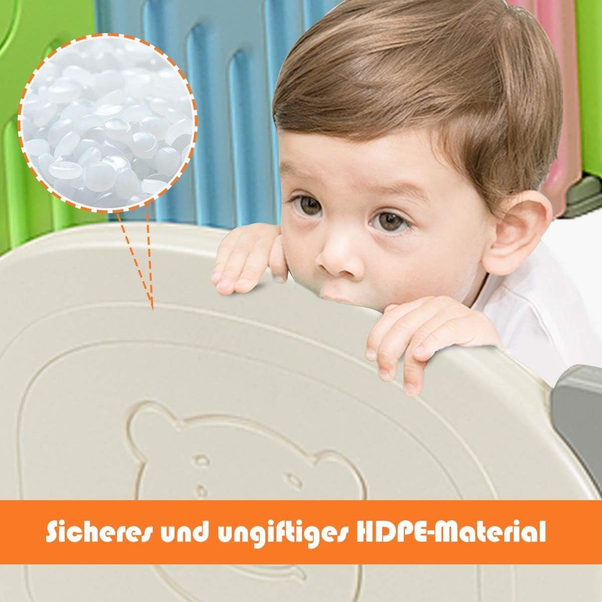 KOMFOTTEU Laufstall HDPE-Laufgitter, mit abschließbarer Tür