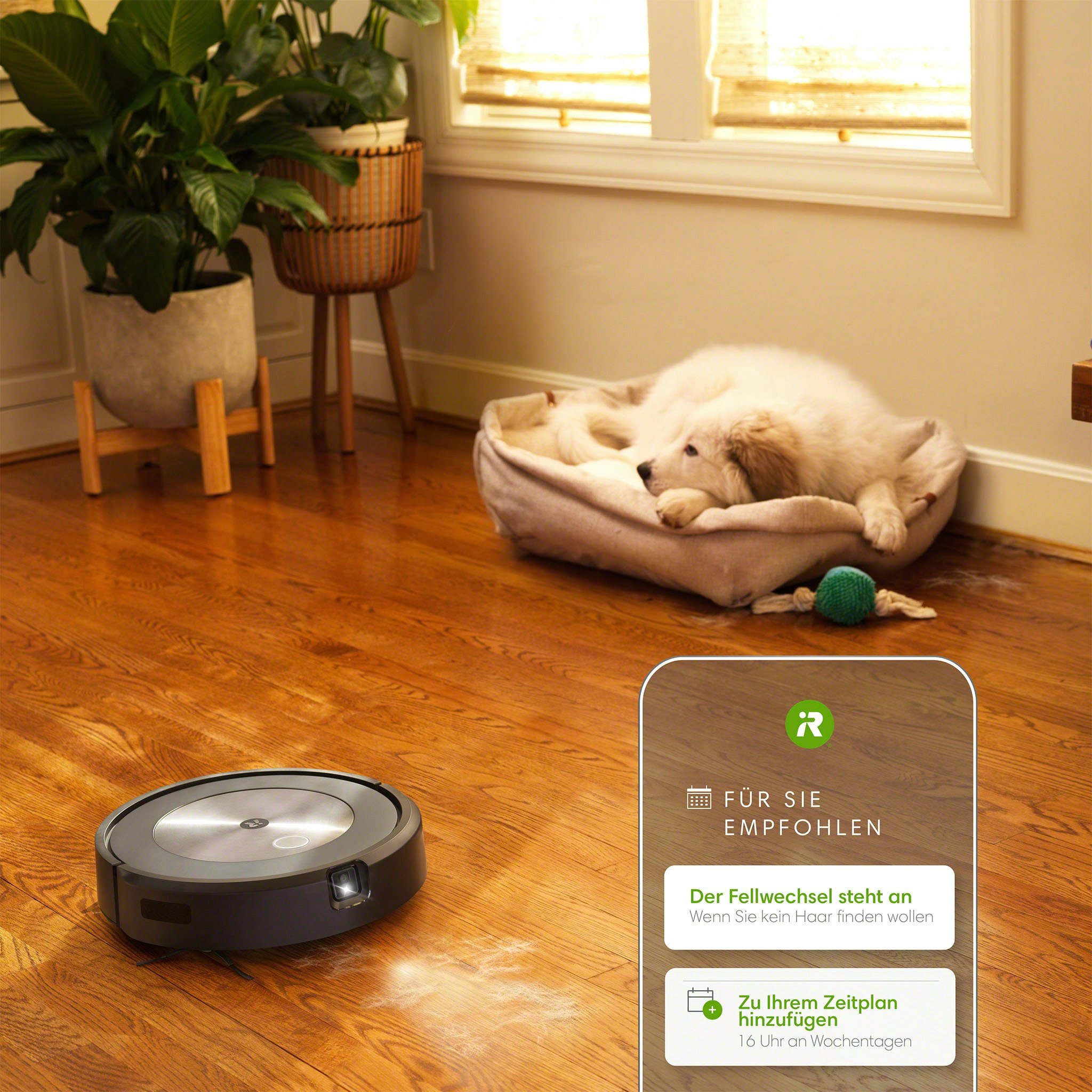 iRobot Saugroboter Roomba® j7+ (j7558), mit Beutel, WLAN-fähig mit autom. Absaugstation, Kartierung und zwei Gummibürsten
