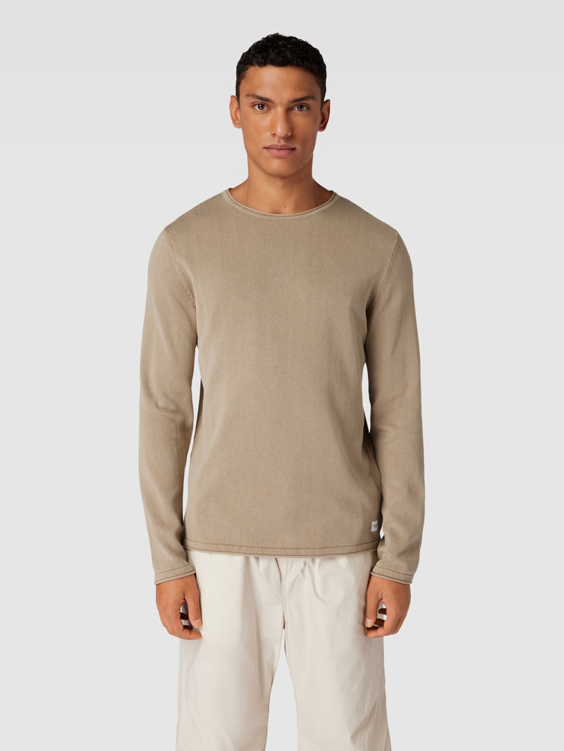 Longsleeve mit Rundhalsausschnitt Modell 'ELEO' in beige