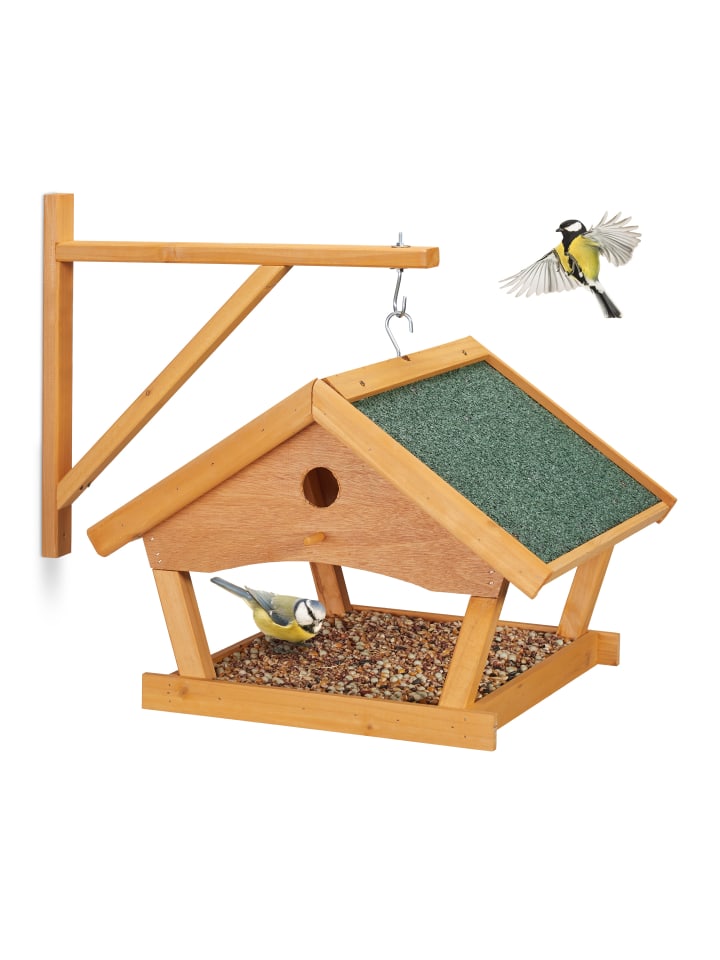 relaxdays Vogelfutterhaus in Natur - (B)42,5 x (H)35 x (T)40,5 cm günstig kaufen onesize
