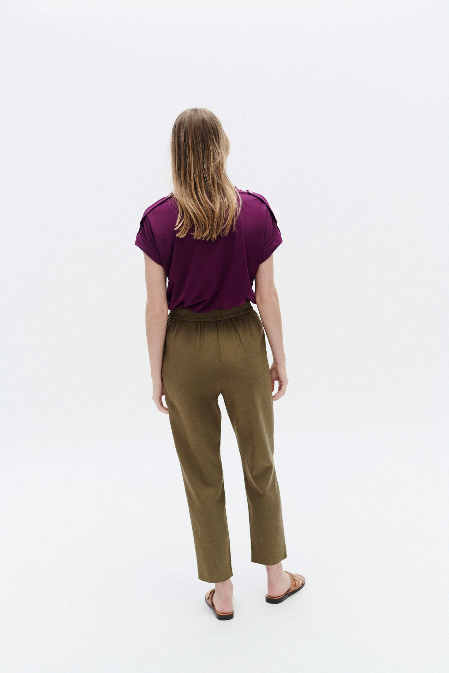 Pantalon peter vert olive femme