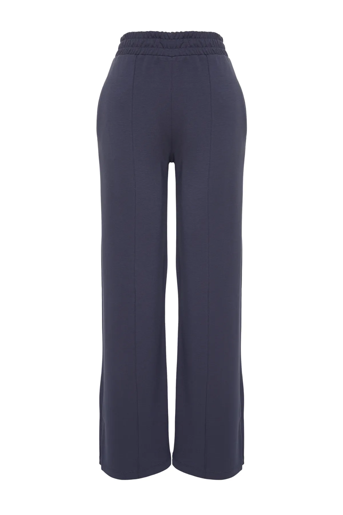 Trendyol Collection  Hochwertige anthrazitfarbene, gerippte, genähte, gerade/gerade geschnittene Strick-Jogginghose TWOSS24EA00001