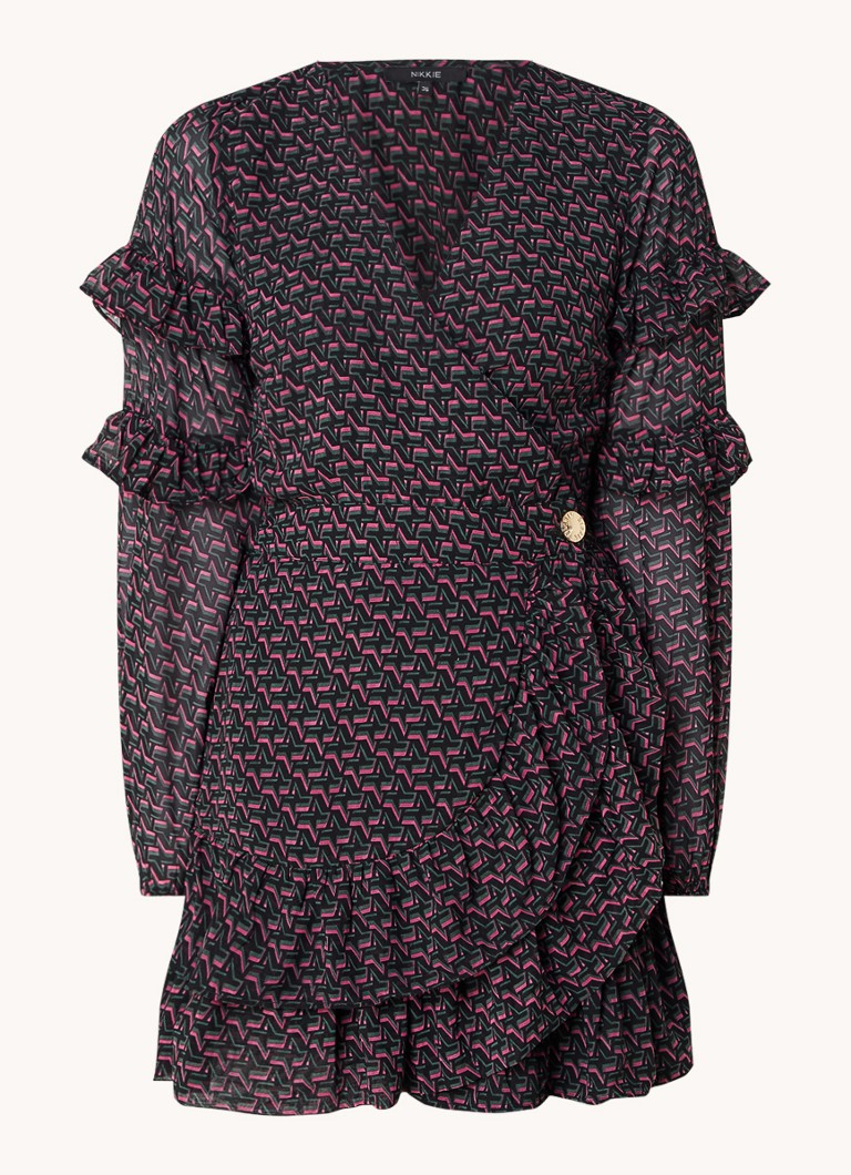 Vestido túnica corto Vanna de NIKKIE con volantes y estampado.
