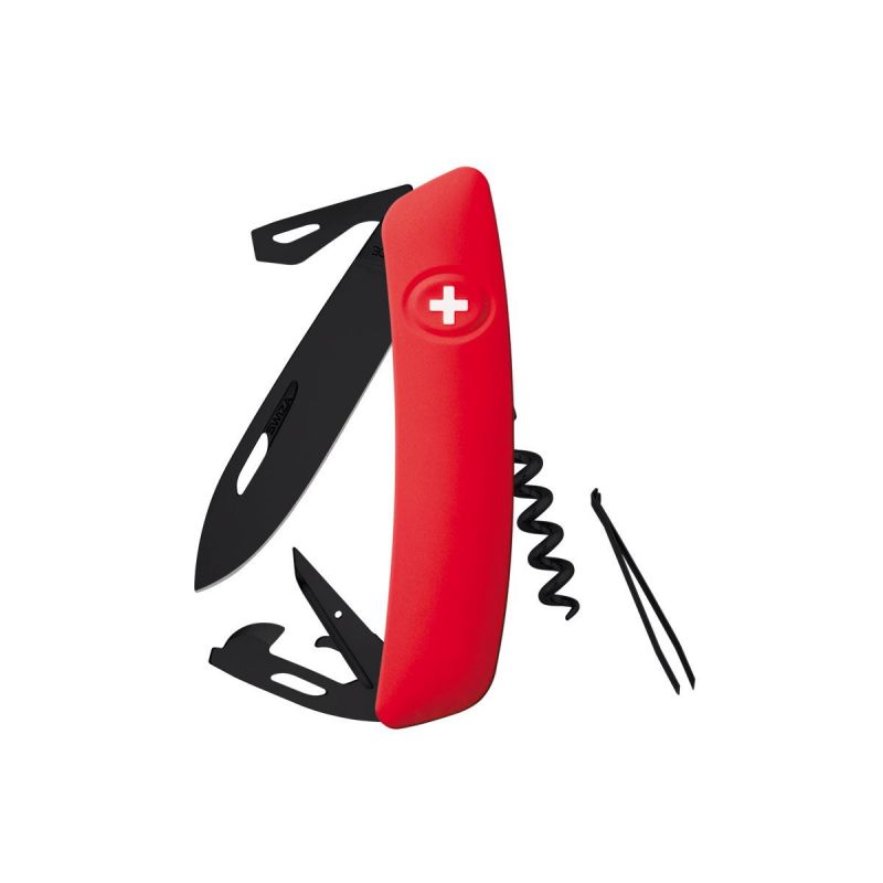Swiza D03 All Black Red, Schweizer Taschenmesser made in Swiss