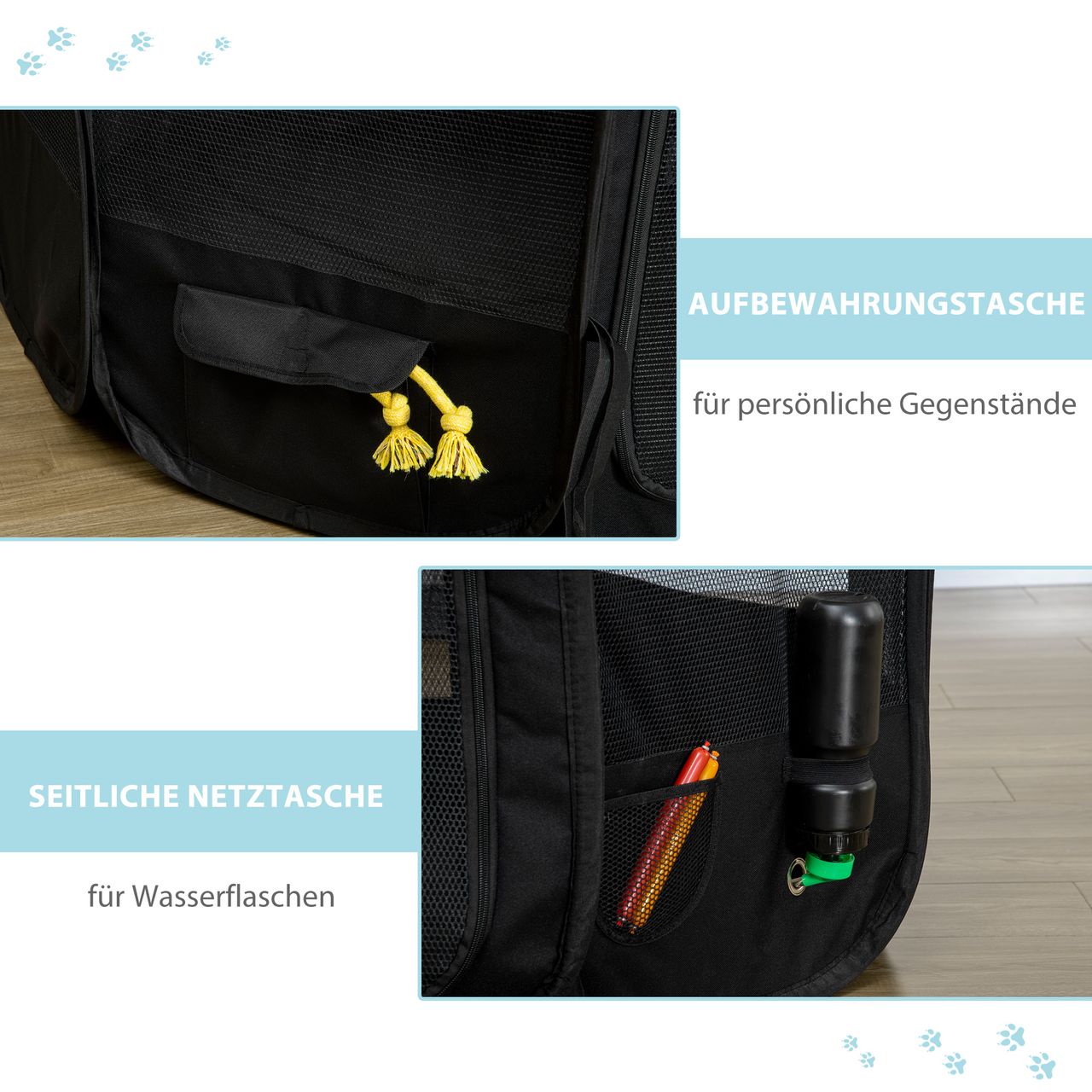 PawHut Welpenlaufstall Faltbarer Welpenauslauf Tierlaufstall Ø118 x 62 cm