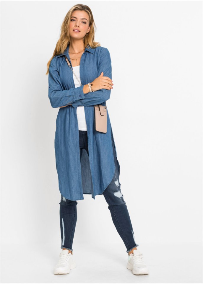 Longbluse mit seitlichen Schlitzen