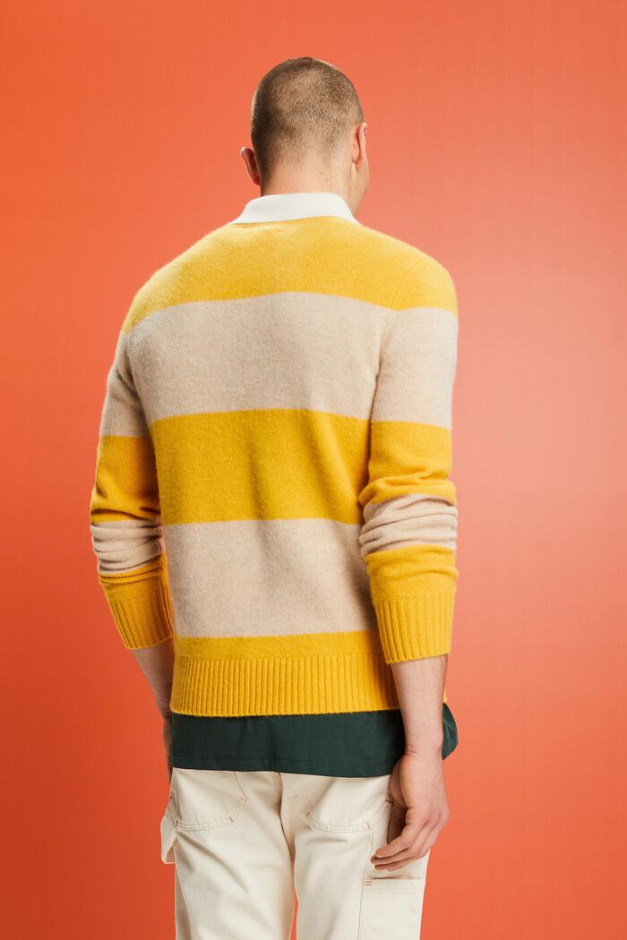 Kaschmirpullover mit Polokragen und Rugby-Streifen