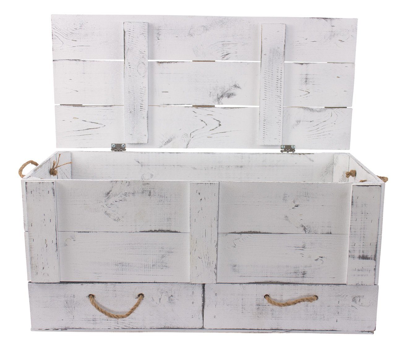 Kistenkolli Altes Land Allzweckkiste grosse shabby weiss Holztruhe Kalle mit Schubladen und Deckel