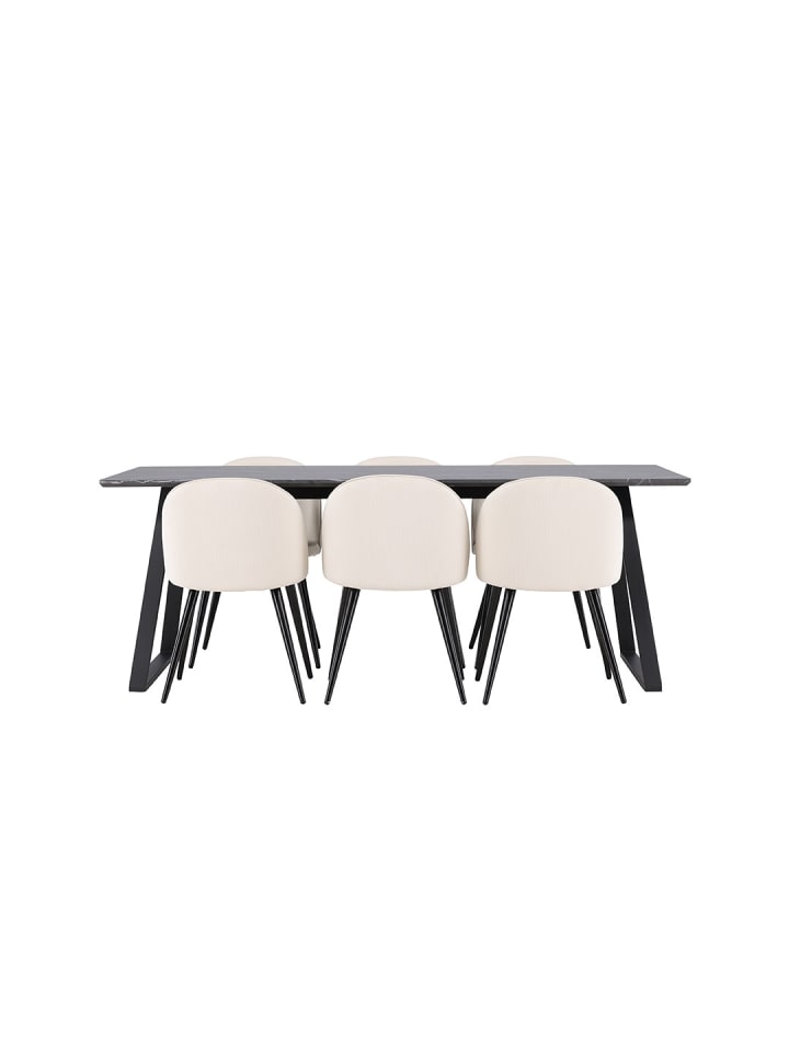 ebuy24 Essgruppe Malaga (7-teilig) Dunkelgrau 200 x 90 cm günstig kaufen onesize