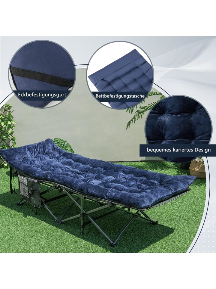 COSTWAY Baumwolle Feldbett Auflage in Blau günstig kaufen onesize
