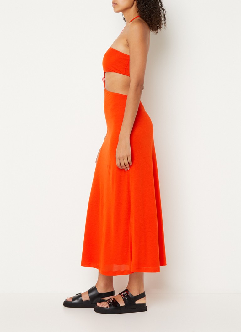 Vestido midi Emma de ba&sh en lyocell con detalles perforados.
