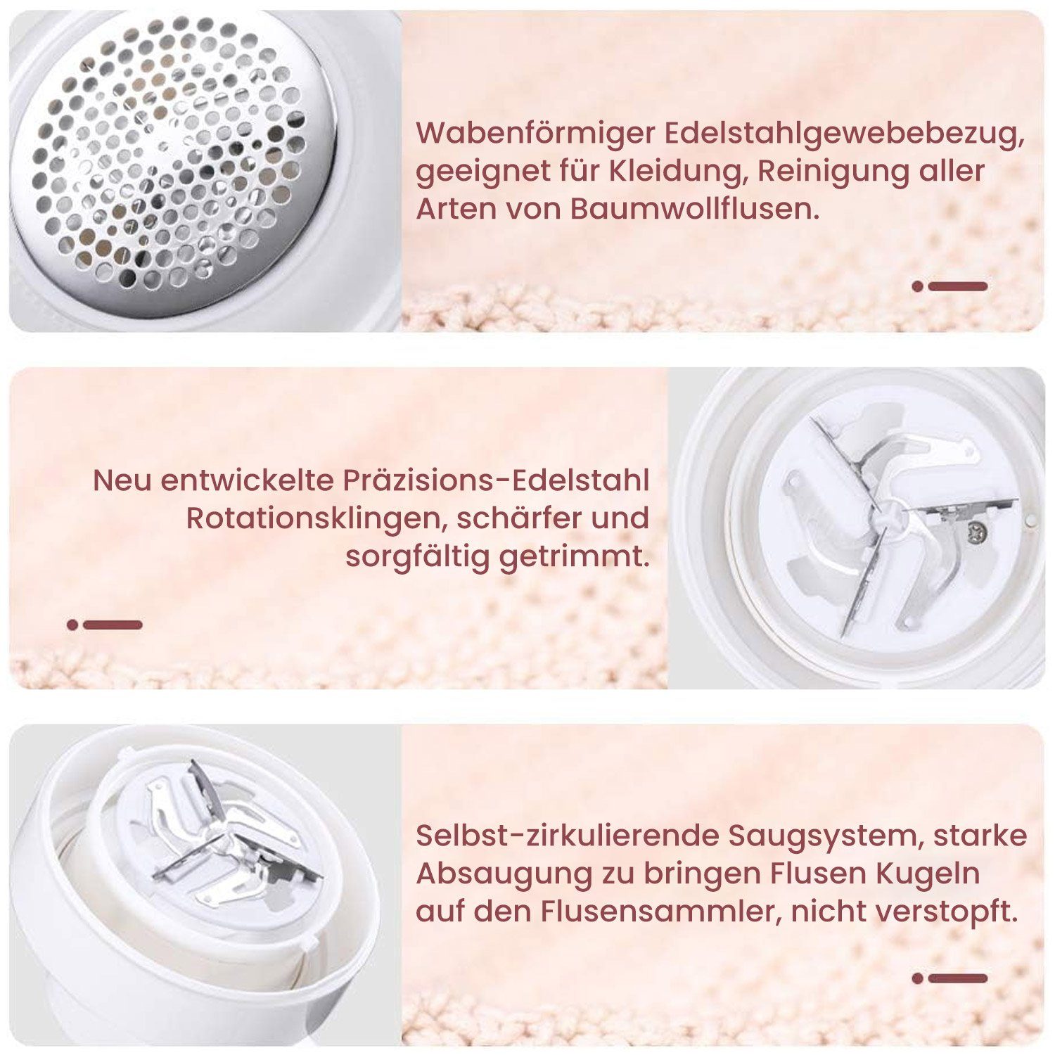 TOPMELON Fusselrasierer mit 2 Scherköpfen Elektrischer Stoff-Flusen-Trimmer
