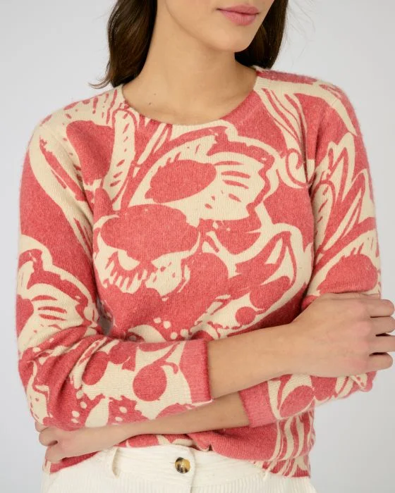 Pull imprimé mélange laine et mohair