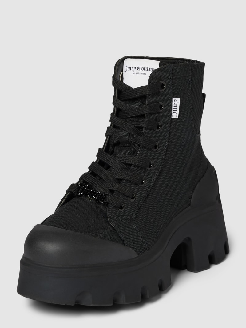 Schnürstiefel mit Label-Details in schwarz