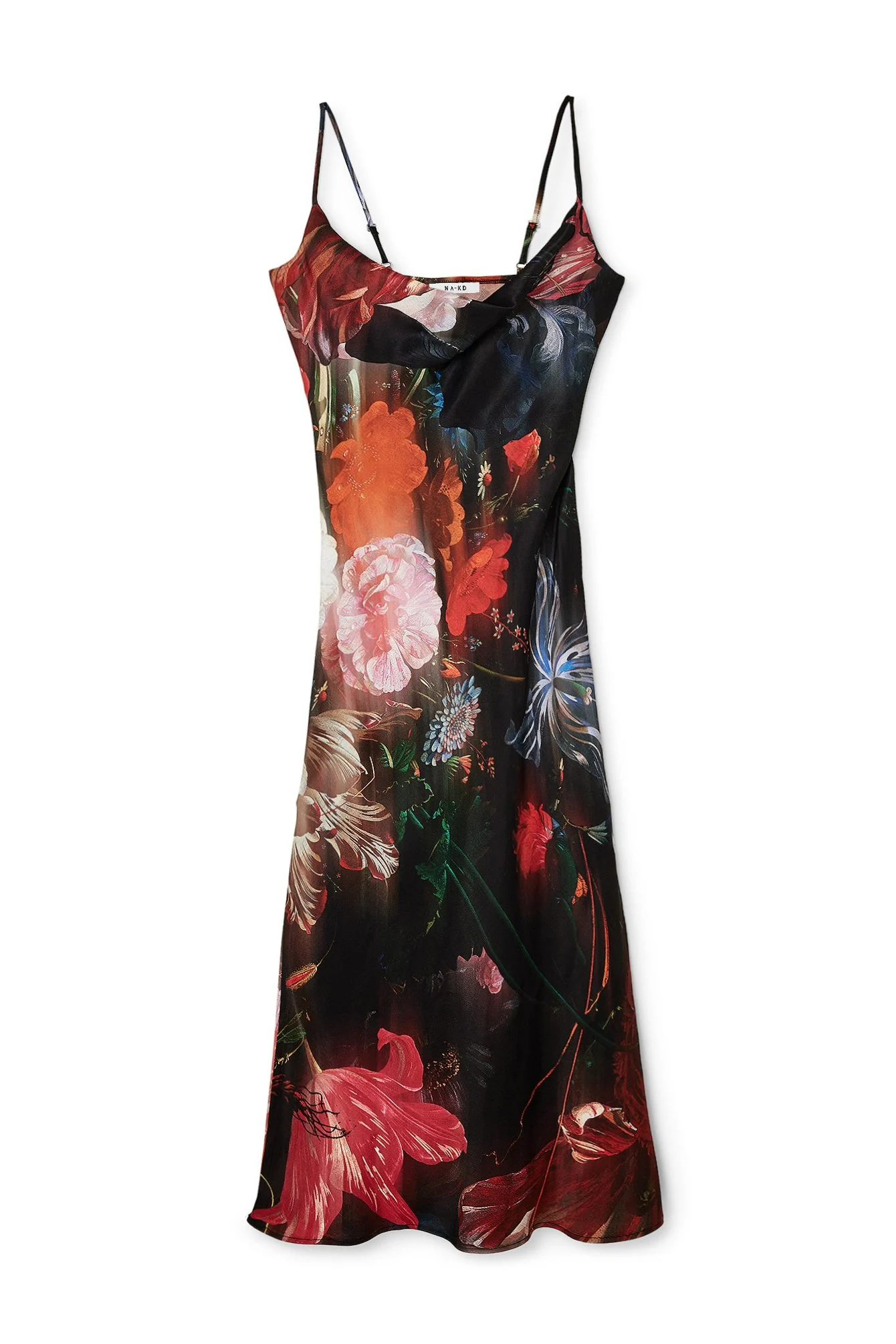 Midi-Slipkleid mit Wasserfallausschnitt