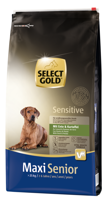SELECT GOLD Hundetrockenfutter SELECT GOLD Sensitive Senior Maxi Ente & Kartoffel 12 kg