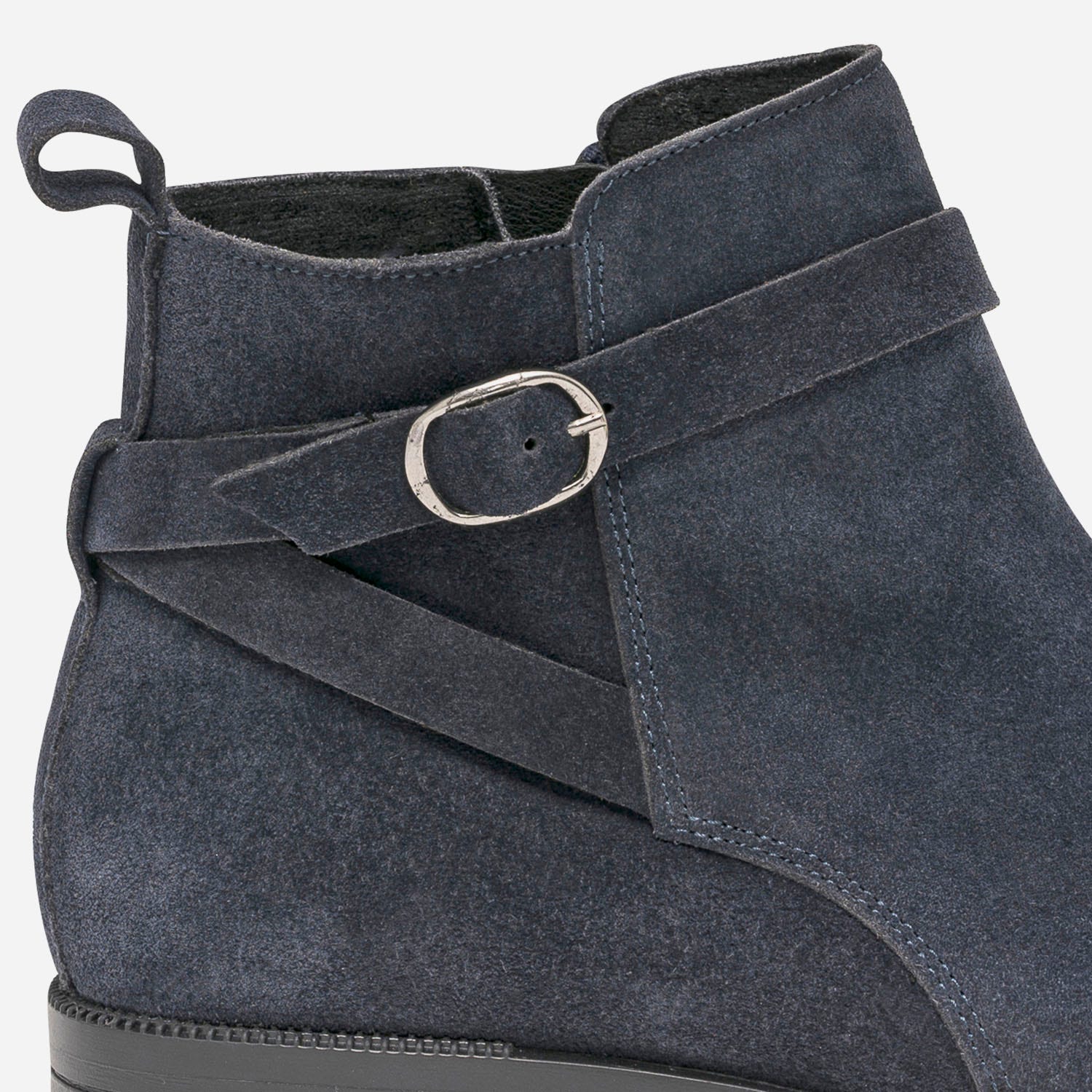 Boots marine en cuir velours