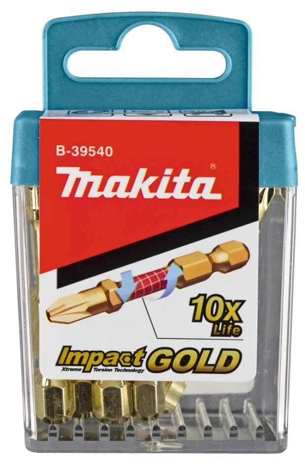 Biți de șurubelniță cu impact Makita Accessories B-39540 XTT Impact Gold PZ2 x 50 mm, 10 bucăți